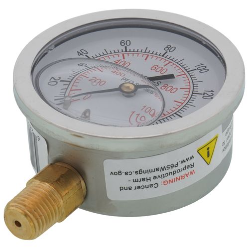 Main product image of 2-1/2" Stainless Steel Liquid Filled Gauge, 1/4" Bottom NPT w/ Brass Internals (0-160 PSI)