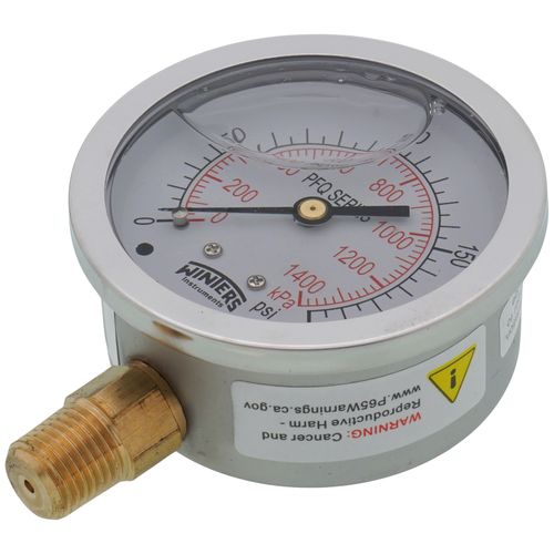 Main product image of 2-1/2" Stainless Steel Liquid Filled Gauge, 1/4" Bottom NPT w/ Brass Internals (0-200 PSI)
