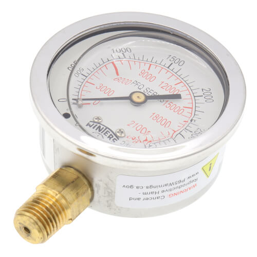 2.5" Dial Stainless Details about   Winters PFQ811 Pressure Gauge 1/4"NPT 0-3000PSI 