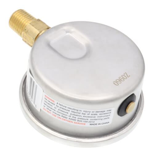 Main product image of 2-1/2" Stainless Steel Liquid Filled Gauge, 1/4" Bottom NPT w/ Brass Internals (0-400 PSI)