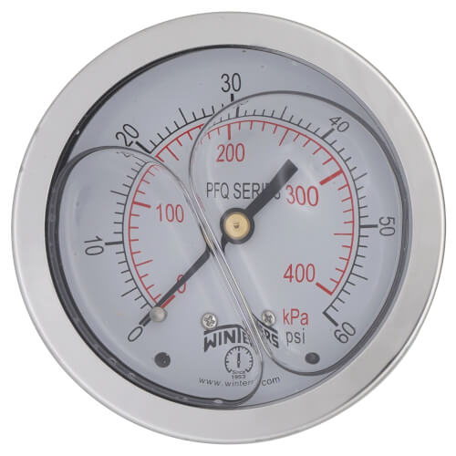 Main product image of 2-1/2" Stainless Steel Liquid Filled Gauge, 1/4" Back NPT w/ Brass Internals (0-60 PSI)