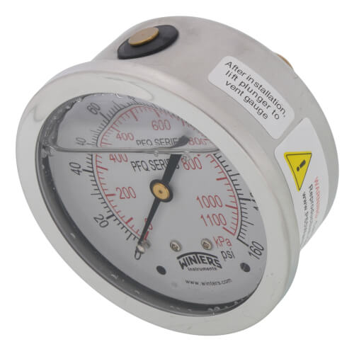 Main product image of 2-1/2" Stainless Steel Liquid Filled Gauge, 1/4" Back NPT w/ Brass Internals (0-160 PSI)