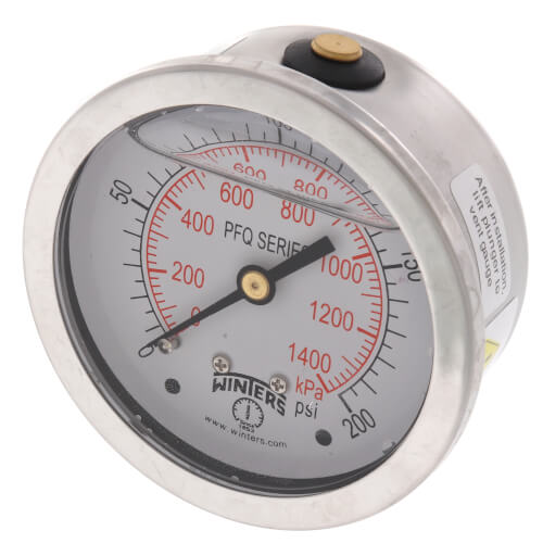 Main product image of 2-1/2" Stainless Steel Liquid Filled Gauge, 1/4" Back NPT w/ Brass Internals (0-200 PSI)