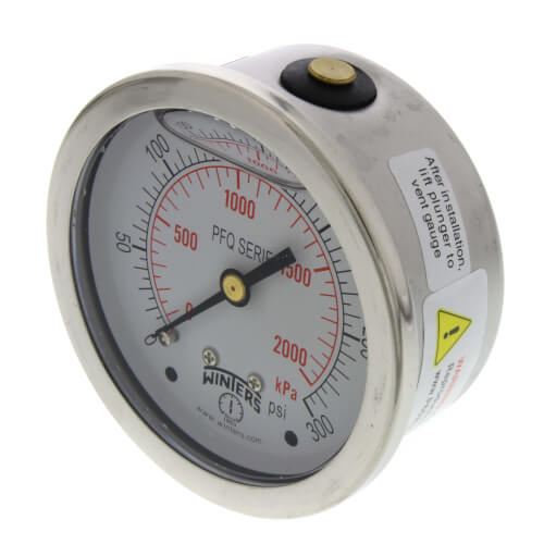 Main product image of 2-1/2" Stainless Steel Liquid Filled Gauge, 1/4" Back NPT w/ Brass Internals (0-300 PSI)
