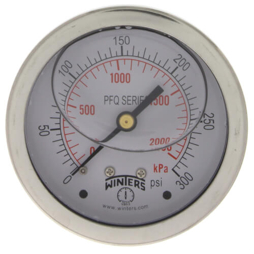 Main product image of 2-1/2" Stainless Steel Liquid Filled Gauge, 1/4" Back NPT w/ Brass Internals (0-300 PSI)