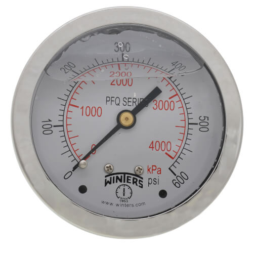 Main product image of 2-1/2" Stainless Steel Liquid Filled Gauge, 1/4" Back NPT w/ Brass Internals (0-600 PSI)