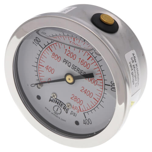Main product image of 2-1/2" Stainless Steel Dual Scale Liquid Filled Gauge, 1/4" Back (0-400 PSI)