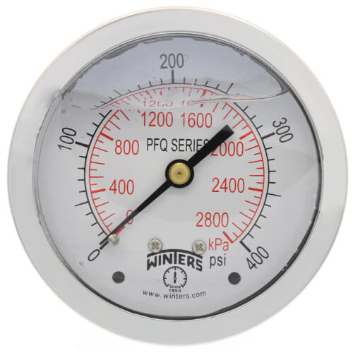 Main product image of 2-1/2" Stainless Steel Dual Scale Liquid Filled Gauge, 1/4" Back (0-400 PSI)
