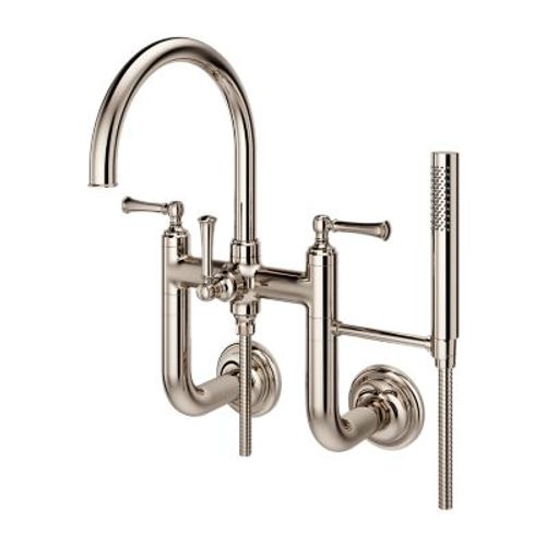 Main product image of Tisbury Wall Mount 2-Handle Tub Filler w/ Hand Shower (Polished Nickel), LG6-3TBD
