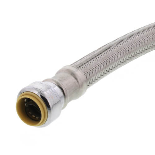 Main product image of 3/4" Push Fit x FIP Braided Hose Water Heater Connector, Lead Free (12" Length)