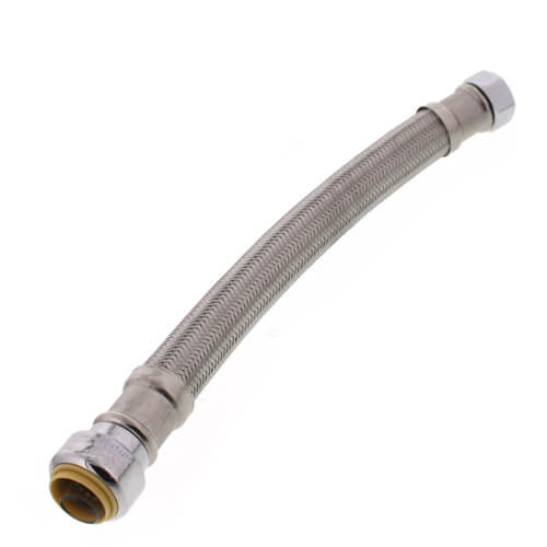 Main product image of 3/4" Push Fit x FIP Braided Hose Water Heater Connector, Lead Free (12" Length)