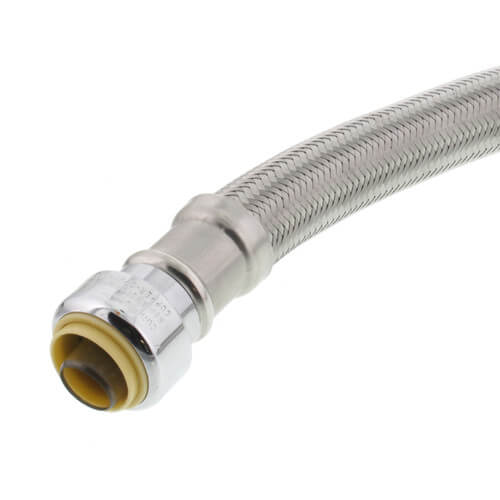Main product image of 3/4" Push Fit x FIP Braided Hose Water Heater Connector, Lead Free (24" Length)