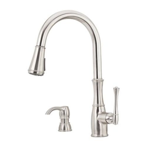 Main product image of Wheaton 1-Handle Pull-Down Kitchen Faucet w/ Soap Dispenser (Stainless Steel), GT529-WH1S