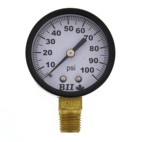 Brady BPG-100-NL Pressure Gauge 0-100 Psi; Fits 1/4" NPT Thread NEW!!! 