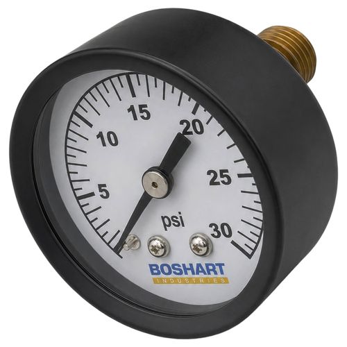 Main product image of 1-1/2" Liquid Filled Pressure Gauge w/ Center Back Mount (0-30 psi)