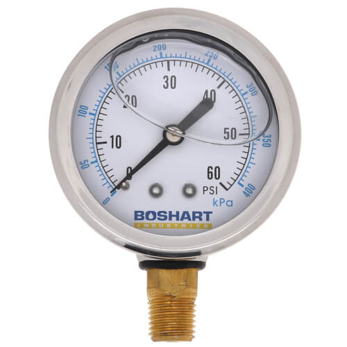 Main product image of 2-1/2" Liquid Filled Pressure Gauge w/ Lower Mount (0-60 psi)