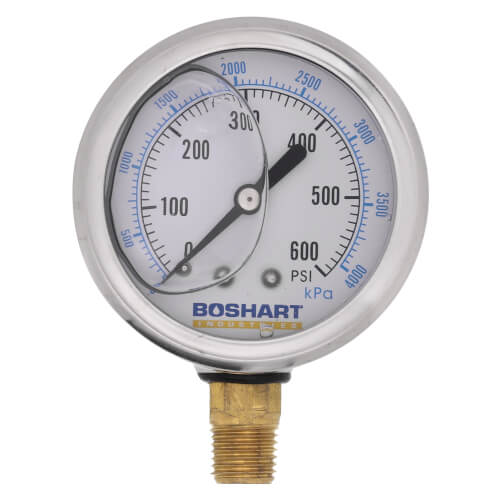 Main product image of 2-1/2" Liquid Filled Pressure Gauge w/ Lower Mount (0-600 psi)