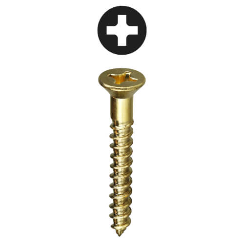 Main product image of #12 x 2" Phillips Flat Head Brass Wood Screw (Pack of 50)
