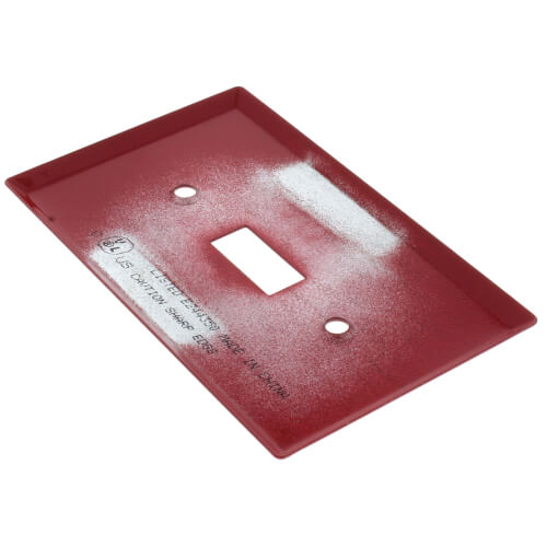 Main product image of Red Emergency Oil Burner Cover Plate w/ white text (4.5" x 2.75")