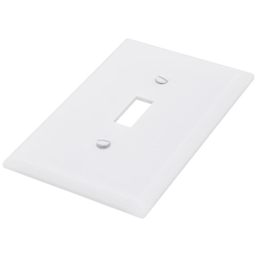 Main product image of 1-Gang Toggle Wall Plate, Mid-Size, Polycarbonate - White