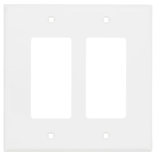 Main product image of 2-Gang Decora Wall Plate, GFCI, Thermoplastic Nylon (White)