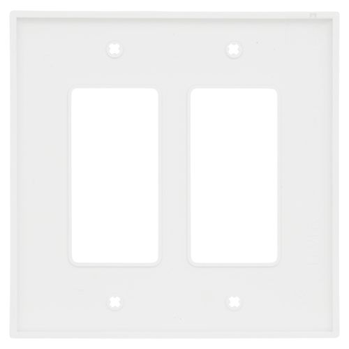 Main product image of 2-Gang Decora Wall Plate, GFCI, Thermoplastic Nylon (White)