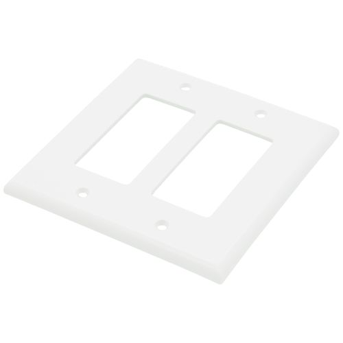 Main product image of 2-Gang Decora Wall Plate, GFCI, Thermoplastic Nylon (White)