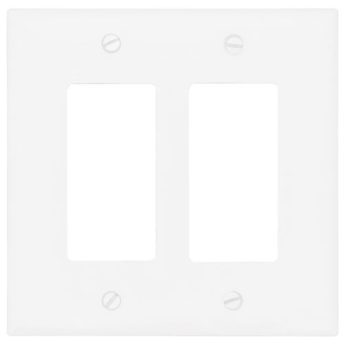 Main product image of 2-Gang Decorator & GFCI Wall Plate, Mid-Size, Polycarbonate - White