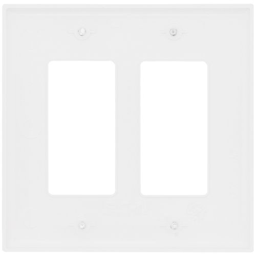 Main product image of 2-Gang Decorator & GFCI Wall Plate, Mid-Size, Polycarbonate - White