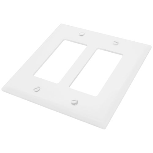 Main product image of 2-Gang Decorator & GFCI Wall Plate, Mid-Size, Polycarbonate - White