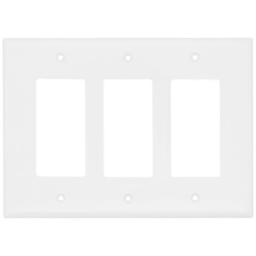 Main product image of 3-Gang Decorator & GFCI Wall Plate, Mid-Size, Polycarbonate - White