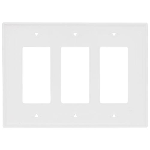 Main product image of 3-Gang Decorator & GFCI Wall Plate, Mid-Size, Polycarbonate - White