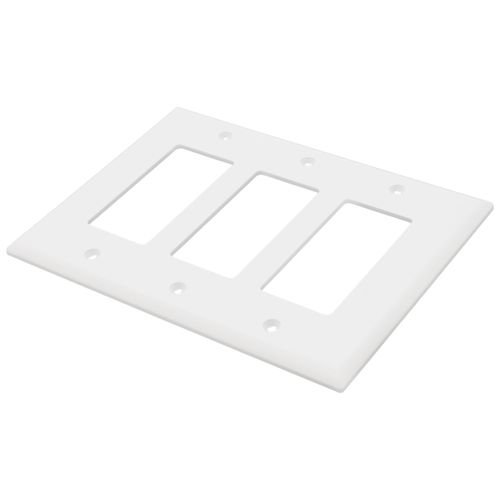 Main product image of 3-Gang Decorator & GFCI Wall Plate, Mid-Size, Polycarbonate - White