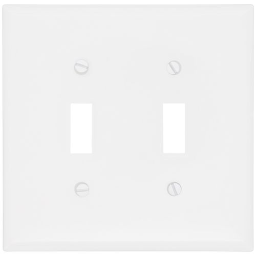 Main product image of 2-Gang Toggle Wall Plate, Mid-Size, Polycarbonate - White