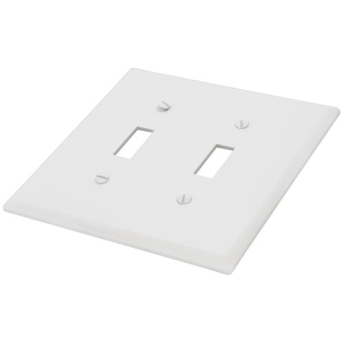 Main product image of 2-Gang Toggle Wall Plate, Mid-Size, Polycarbonate - White