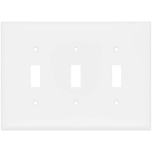 Main product image of 3-Gang Toggle Wall Plate, Mid-Size, Polycarbonate - White