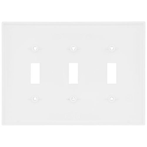 Main product image of 3-Gang Toggle Wall Plate, Mid-Size, Polycarbonate - White