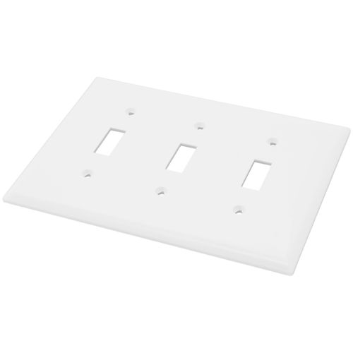 Main product image of 3-Gang Toggle Wall Plate, Mid-Size, Polycarbonate - White