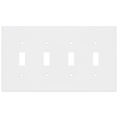 Main product image of 4-Gang Toggle Wall Plate, Mid-Size, Polycarbonate - White
