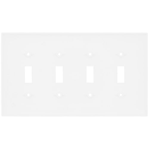 Main product image of 4-Gang Toggle Wall Plate, Mid-Size, Polycarbonate - White