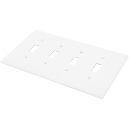 Main product image of 4-Gang Toggle Wall Plate, Mid-Size, Polycarbonate - White