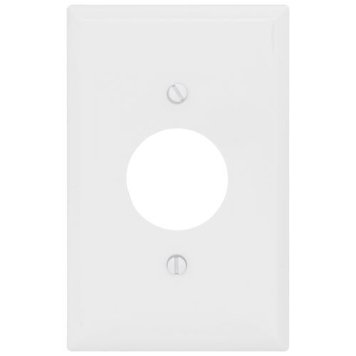 Main product image of 1-Gang 1.40" Dia. Single Receptacle Wall Plate, Mid-Size, Polycarbonate - White