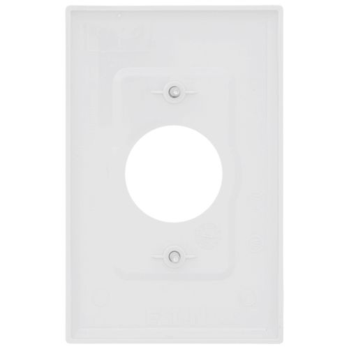 Main product image of 1-Gang 1.40" Dia. Single Receptacle Wall Plate, Mid-Size, Polycarbonate - White