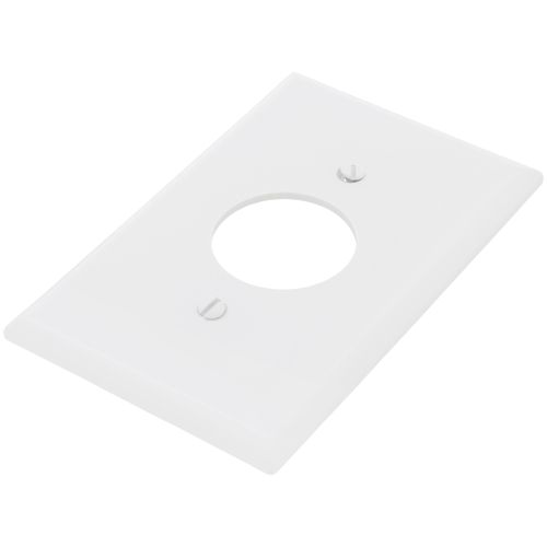 Main product image of 1-Gang 1.40" Dia. Single Receptacle Wall Plate, Mid-Size, Polycarbonate - White