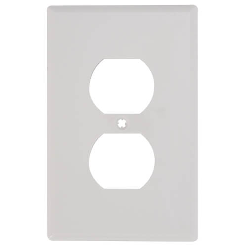 Main product image of 1-Gang Wall Plate, Midway Size, Thermoplastic Nylon, Duplex Receptacle (White)