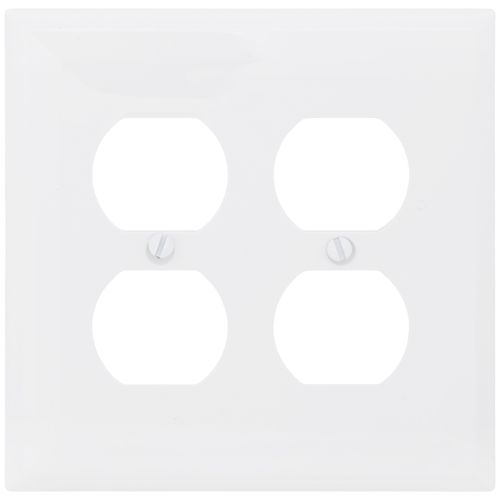 Main product image of 2-Gang Duplex Receptacle Wall Plate, Mid-Size, Polycarbonate - White