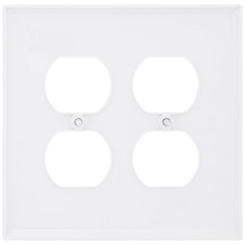 Main product image of 2-Gang Duplex Receptacle Wall Plate, Mid-Size, Polycarbonate - White