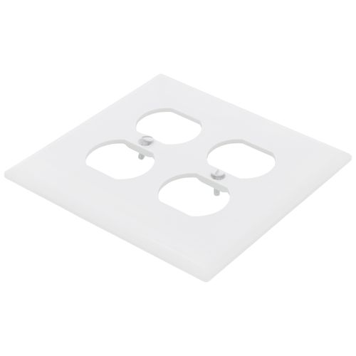 Main product image of 2-Gang Duplex Receptacle Wall Plate, Mid-Size, Polycarbonate - White