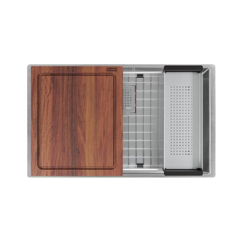Peak Workcenter 29" x 18" 16 Gauge Stainless Steel Undermount Single Bowl Kitchen Sink, PKX11028-WKC