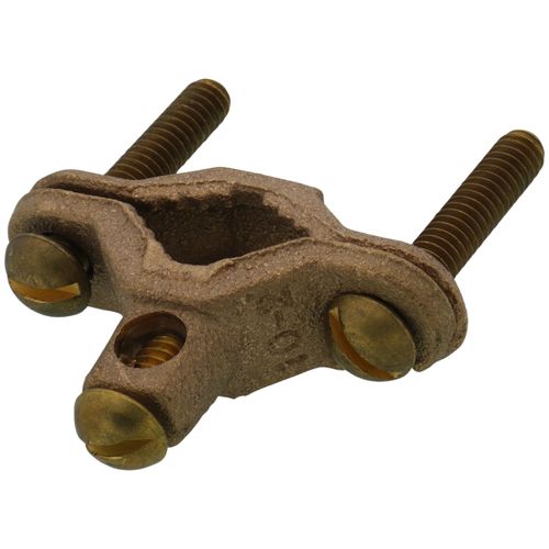 Main product image of 1/2"-1" Bronze Bare Ground Clamp w/ Brass Screw, 10 Sol - 2 Str (Pack of 25)